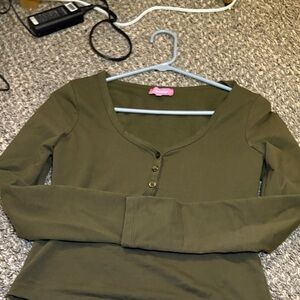Edikted Deep Olive Long Sleeve Top